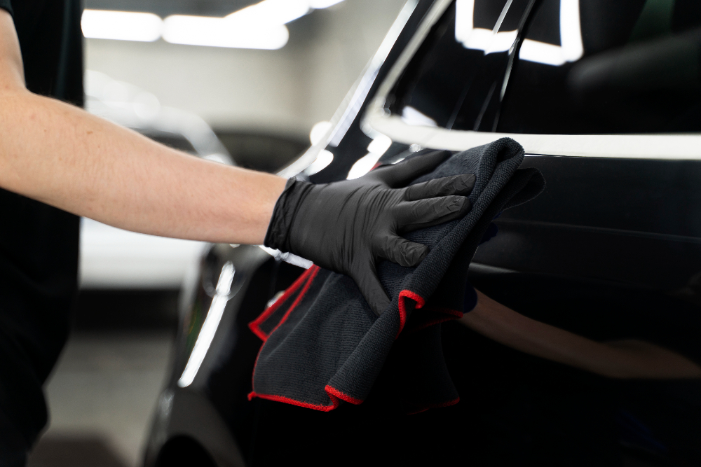 ceramic coating on a black car